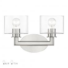  17912-91 - 2 Light Brushed Nickel Vanity Sconce with Mouth Blown Clear Glass