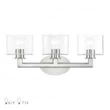  17913-91 - 3 Light Brushed Nickel Vanity Sconce with Mouth Blown Clear Glass