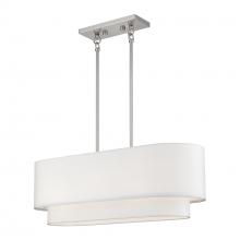  41085-91 - 3 Light Brushed Nickel Medium Linear Chandelier with Hand Crafted Off-White Hardback Shades