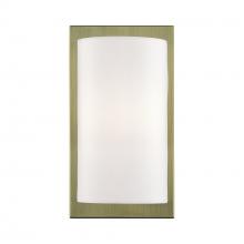  50860-01 - 1 Light Antique Brass ADA Sconce with Hand Crafted Off-White Fabric Shade