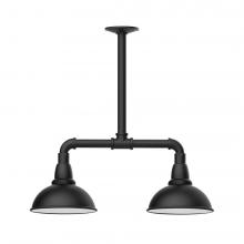  MSB105-41-T48-L10 - 8" Cafe shade, 2-light LED Stem Hung Pendant, Black