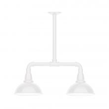  MSB105-44-T36-L10 - 8" Cafe shade, 2-light LED Stem Hung Pendant, White