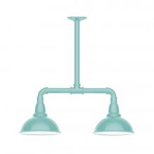  MSB105-48-T30-L10 - 8" Cafe shade, 2-light LED Stem Hung Pendant, Sea Green