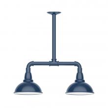  MSB105-50-T24-L10 - 8" Cafe shade, 2-light LED Stem Hung Pendant, Navy