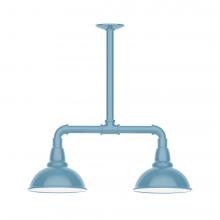  MSB105-54-T30-L10 - 8" Cafe shade, 2-light LED Stem Hung Pendant, Light Blue