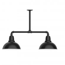  MSD106-41-T24-L12 - 12" Cafe shade, 2-light LED Stem Hung Pendant, Black