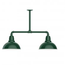  MSD106-42-T30-L12 - 12" Cafe shade, 2-light LED Stem Hung Pendant, Forest Green