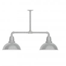  MSD106-49-T24-L12 - 12" Cafe shade, 2-light LED Stem Hung Pendant Painted Galvanized