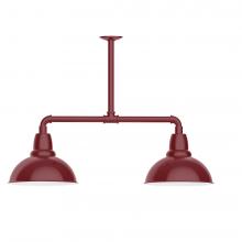  MSD106-55-T30-L12 - 12" Cafe shade, 2-light LED Stem Hung Pendant, Barn Red