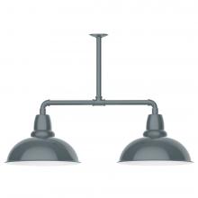  MSD108-40-T30-L13 - 16" Cafe shade, 2-light LED Stem Hung Pendant, Slate Gray