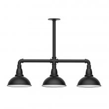  MSK105-41-T48-L10 - 8" Cafe shade, 3-light LED Stem Hung Pendant, Black