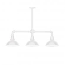  MSK105-44-T30-L10 - 8" Cafe shade, 3-light LED Stem Hung Pendant, White