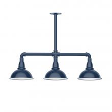  MSK105-50-T48-L10 - 8" Cafe shade, 3-light LED Stem Hung Pendant, Navy