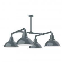  MSP106-40-T48-L12 - 12" Cafe shade, 4-light LED Stem Hung Pendant, Slate Gray