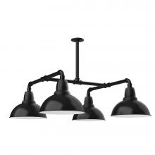  MSP106-41-W12-L12 - 12" Cafe shade, 4-light LED Stem Hung Pendant with wire grill, Black