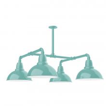  MSP106-48-T24-L12 - 12" Cafe shade, 4-light LED Stem Hung Pendant, Sea Green