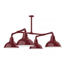  MSP106-55-T48-L12 - 12" Cafe shade, 4-light LED Stem Hung Pendant, Barn Red