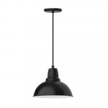  PEB106-41-W12-L12 - 12" Cafe shade, LED Pendant with black cord and canopy, wire grill, Black