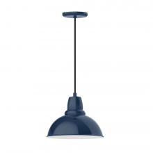  PEB106-50-W12-L12 - 12" Cafe shade, LED Pendant with black cord and canopy, wire grill, Navy