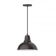  PEB106-51-W12-L12 - 12" Cafe shade, LED Pendant with black cord and canopy, wire grill, Architectural Bronze