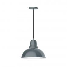  PEB107-40-W14-L13 - 14" Cafe shade, LED Pendant with black cord and canopy, wire grill, Slate Gray