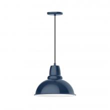  PEB107-50-W14-L13 - 14" Cafe shade, LED Pendant with black cord and canopy, wire grill, Navy