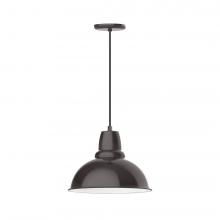  PEB107-51-W14-L13 - 14" Cafe shade, LED Pendant with black cord and canopy, wire grill, Architectural Bronze