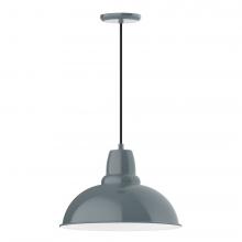  PEB108-40-W16-L13 - 16" Cafe shade, LED Pendant with black cord and canopy, wire grill, Slate Gray