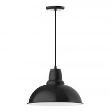  PEB108-41-W16-L13 - 16" Cafe shade, LED Pendant with black cord and canopy, wire grill, Black