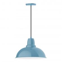  PEB108-54-W16-L13 - 16" Cafe shade, LED Pendant with black cord and canopy, wire grill, Light Blue