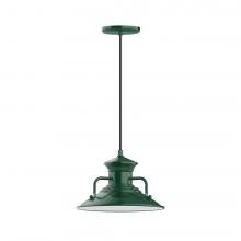  PEB142-42-C02-L12 - 12" Homestead shade, LED Pendant with black solid fabric cord and canopy, Forest Green