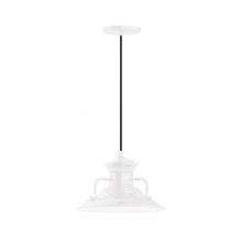  PEB142-44-L12 - 12" Homestead shade, LED Pendant with black cord and canopy, White