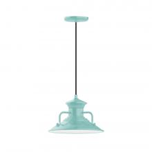  PEB142-48-C12-L12 - 12" Homestead shade, LED Pendant with gray solid fabric cord and canopy, Sea Green