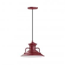  PEB142-55-L12 - 12" Homestead shade, LED Pendant with black cord and canopy, Barn Red