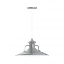  PEB143-49-L13 - 18" Homestead shade, LED Pendant with black cord and canopy, Painted Galvanized