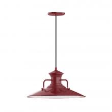  PEB143-55-L13 - 18" Homestead shade, LED Pendant with black cord and canopy, Barn Red