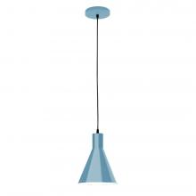  PEB416-54-C25-L10 - 8" J-Series shade, polished copper fabric cord with canopy, Light Blue