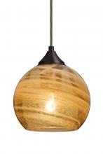  1JC-JILLYAM-BR - Besa, Jilly Cord Pendant, Vapor Amber, Bronze Finish, 1x60W Medium Base