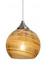  1JC-JILLYAM-SN - Besa, Jilly Cord Pendant, Vapor Amber, Satin Nickel Finish, 1x60W Medium Base