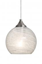  1JC-JILLYCL-SN - Besa, Jilly Cord Pendant, Vapor Clear, Satin Nickel Finish, 1x60W Medium Base