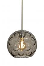  1TT-BOMYSM-EDIL-SN - Besa Bombay Cord Pendant, Smoke, Satin Nickel Finish, 1x8W LED Filament