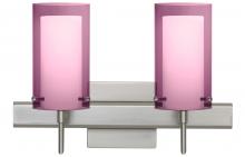  2SW-A44007-LED-SN-SQ - Besa Pahu 4 Wall With SQ Canopy 2SW Transparent Amethyst/Opal Satin Nickel 2x5W LED