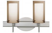  2SW-S44007-SN - Besa Pahu 4 Wall 2SW Transparent Smoke/Opal Satin Nickel 2x40W G9