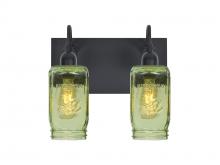  2WG-MILO4GR-EDIL-BK - Besa Milo 4 Vanity, Green, Black Finish, 2x7W LED Filament