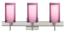  3SW-A44007-LED-SN-SQ - Besa Pahu 4 Wall With SQ Canopy 3SW Transparent Amethyst/Opal Satin Nickel 3x5W LED