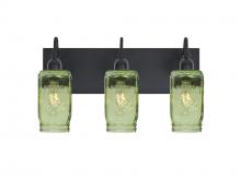  3WG-MILO4GR-BK - Besa Milo 4 Vanity, Green, Black Finish, 3x60W Medium Base