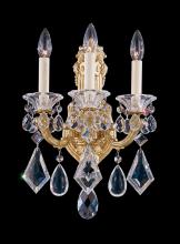 Schonbek 1870 5071-22S - La Scala 3 Light 120V Wall Sconce in Heirloom Gold with Clear Crystals from Swarovski