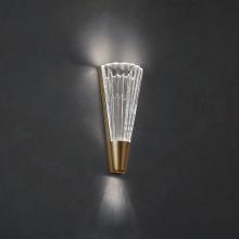  S7214-700H - Origami 14in LED 3000K/3500K/4000K 120V-277V Wall Sconce in Aged Brass with Clear Heritage Handcut