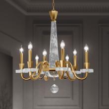  S9334-23OH - Amadeus 8 Light 120V Chandelier in Etruscan Gold with Optic Haze Quartz