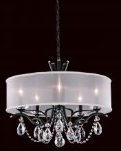  VA8305N-48R1 - Vesca 5 Light 120V Chandelier in Antique Silver with Clear Radiance Crystal and White Shade